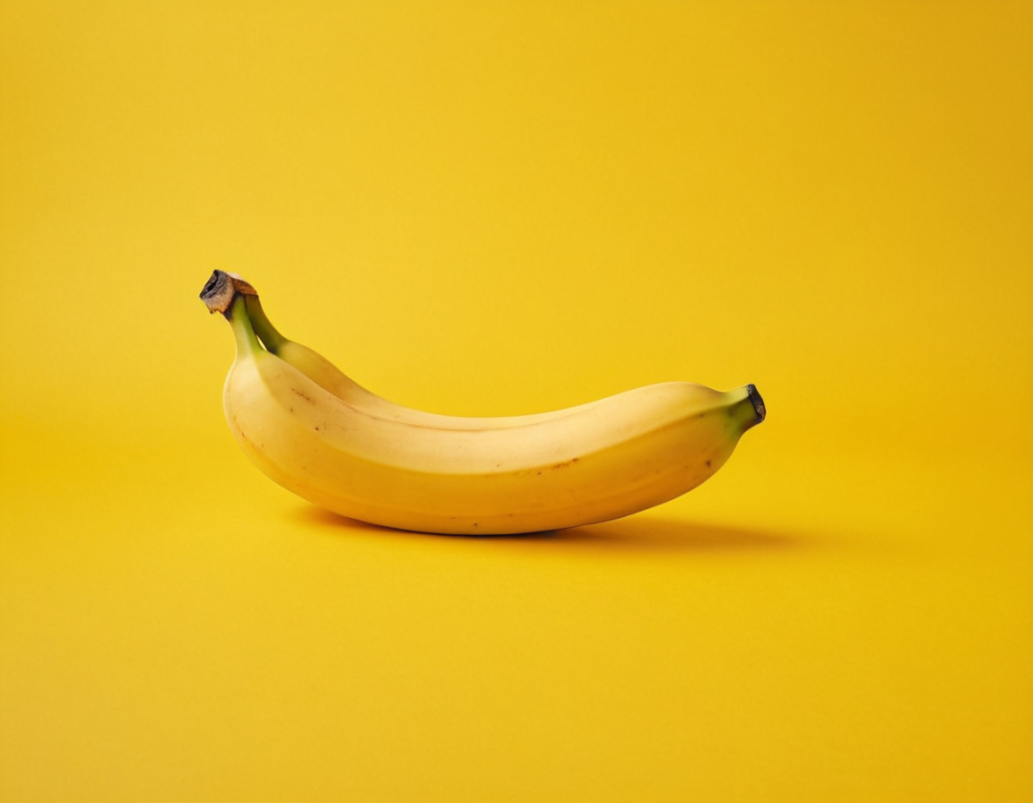 Photo de banane posé sur un fond jaune